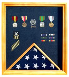 Flag Shadow Box for 3x5 Flag oak finish with free shipping and free engraved plaque plate