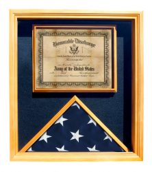 Flag and Certificate Display Case for 3x5 Flag Oak Finish