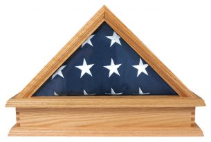 Military Officer's Flag Case and Free Pedestal Oak