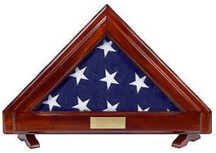 Small American flag displayed in the Franklin American flag case