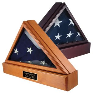 Military Officer's 3x5 flag cases in oak and cherry finishes
